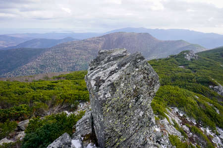 Beautiful autumn landscape from Chekhov Peak in Yuzhno Sakhalinsk in Russia
