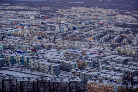 View of a city from aboveの写真素材
