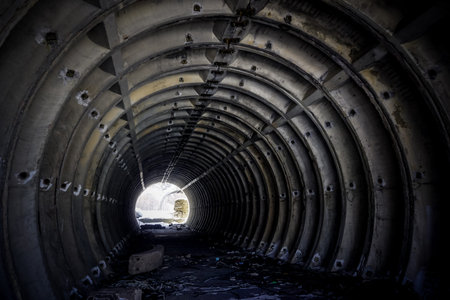Old, abandoned tunnel pipes in Magadan