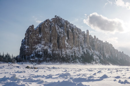 The Lena Pillars in Yakutia in winter