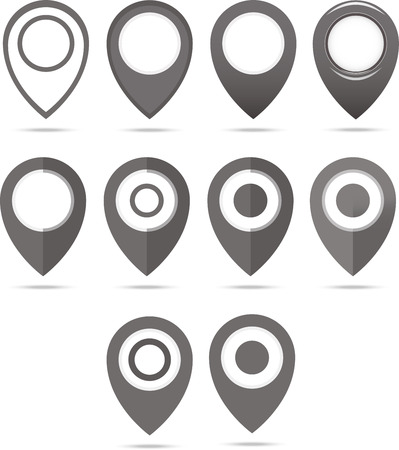 Set of 12 black geo pins. Geolocation red signs set. Geolocate and navigation sign.のイラスト素材