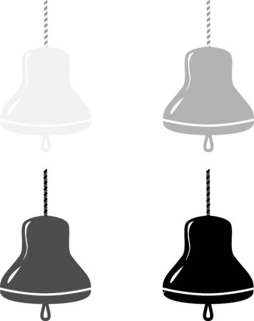 Bells with ribbon black, gray and white icons.のイラスト素材