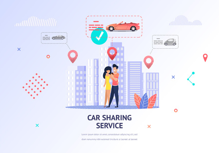 Illustration Loving Couple Tearing Out Car Weekend Banner Vector