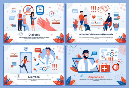 Chronic Diseases Treatment In Clinic Flat Banner Set Young And