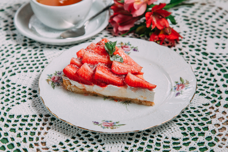 desserts on wood background for restaurant menu, with berries and ice creamの写真素材