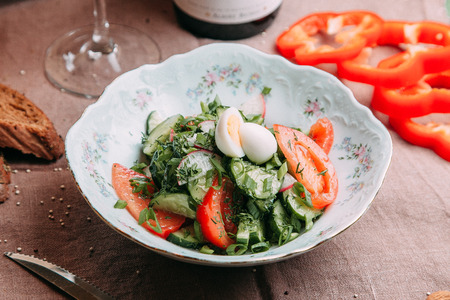 fresh salads for the restaurant menu textured backgroundの写真素材