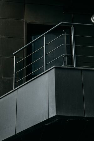 Minimalism in architecture and buildings. The black facade of the house and textures. の写真素材