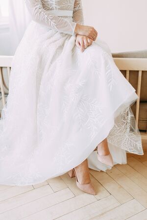 Stylish dress in European style. Details of the wedding dress, the morning and the bride's fees. の写真素材