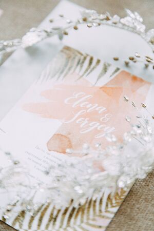 Stylish wedding ceremony details. Printing and wedding invitations.