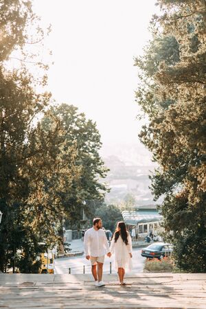  Happy couple at sunset in Rome. Wedding love story in Italy.の写真素材