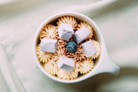Desserts for the menu with decor. Restaurant dishes with a beautiful serving.の写真素材
