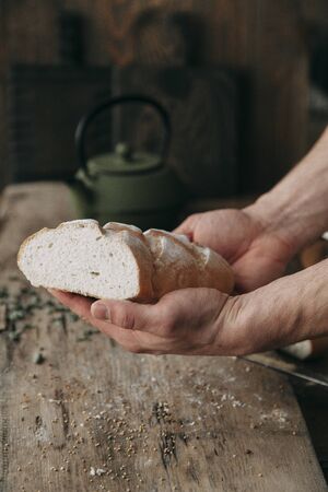 The breaking of bread and the brewing stages. Food styling and cooking with fresh ingredients.