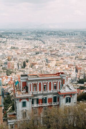 Beautiful streets and courtyards of Naples, historical sites and sculptures of the city. The monuments and architecture of ancient Italy. panorama of the city, species and tourist places. Night and day of the city without tourists.の写真素材