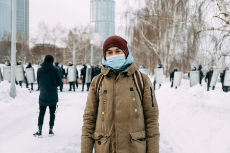 Yekaterinburg, Russia - january 23, 2021: A protest rally in Moscow on January 23 in support of...