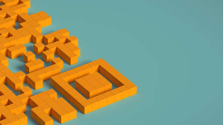 3d visualization. Three-dimensional QR code, background image.