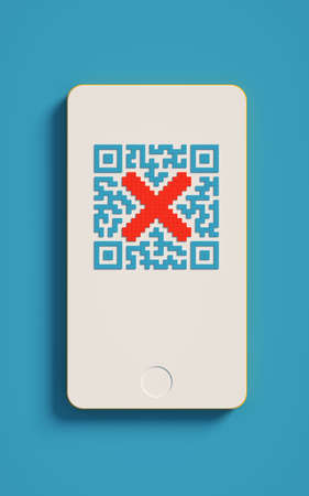 Cashless technology and the concept of digital money. 3d visualization. A mobile smartphone scans a...