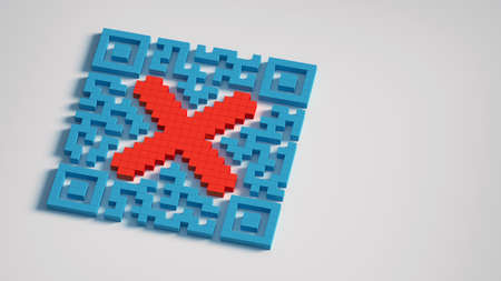 Negative virus test. 3d visualization. QR code on a white background - Rejected.の写真素材