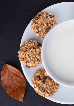 fresh healthy breakfast with cereal biscuits and milk, dietの写真素材