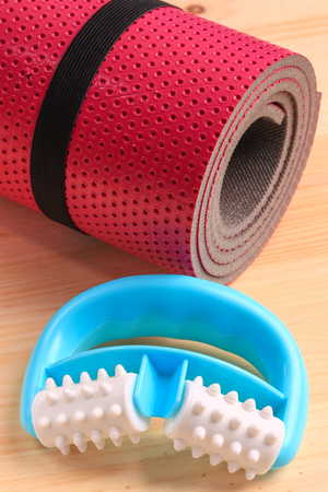 Set for the treatment of cellulite. Fitness foam roller, ideal for self-massage.の写真素材