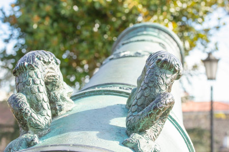 SPAIN, ASTURIAS, OVIEDO - February 2019: Old historical cannon in the park for all to seeのeditorial素材