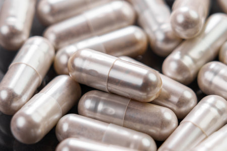 Narcotic drug pharmaceutical capsules close upの写真素材