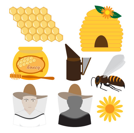 beekeeping set vector illustrationのイラスト素材