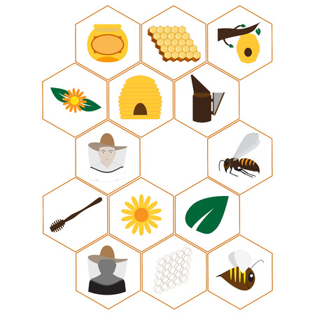 vector format. set of icons for beekeepersのイラスト素材