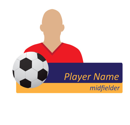 vector soccer player avatar with tables for name and position. easy to edit color schema.のイラスト素材