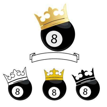 vector illustration of a billiard ball number 8 with crown. iconのイラスト素材