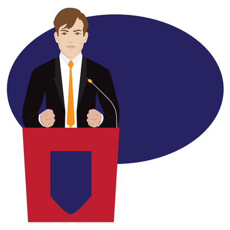 Vector politician giving emotional speech with clenched fistsのイラスト素材
