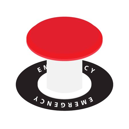 vector emergency red launch button on whiteのイラスト素材