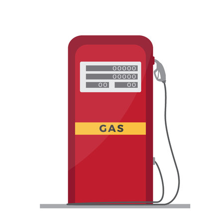 An old, red gasoline pump. Vector format illustration on white background.のイラスト素材