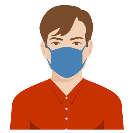 avatar of a man wearing a medical mask against covid-19のイラスト素材