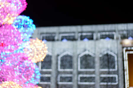 Blurred Background : Decorated street with festive lights in Bangkok.
の写真素材