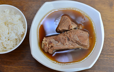 Malaysian stew of pork and herbal soup with rice (Ba Kut Teh)の写真素材