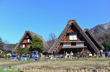Shirakawa-go, Japan - December 8, 2015 : Unidentified people at Historic Villages of Shirakawa-go,The one of Japan's UNESCO World Heritage Sites.のeditorial素材