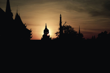 silhouette templeの写真素材