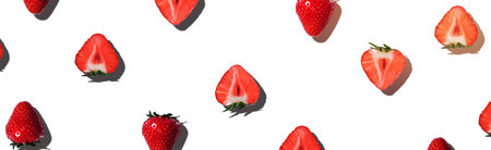 Sweet summer strawberries on an isolated white background.の写真素材