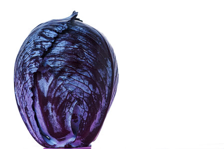purple cabbage or red cabbage isolated on white backgroundの写真素材