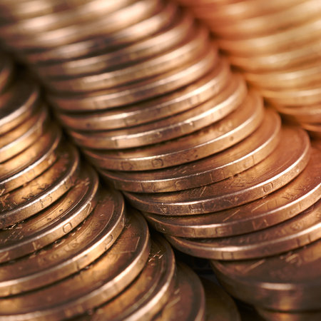 Large pile of big golden coins. Financial success money background for rich life concepts, banking...