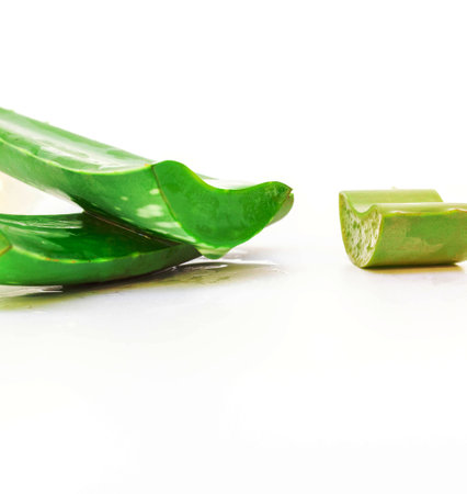 Aloe Vera sliced isolated on a white background.の写真素材