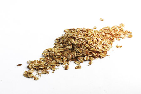 oat flakes isolated on white background.の写真素材