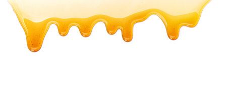 Honey drop realistic isolated on white background, bee products by organic natural ingredients conceptの写真素材