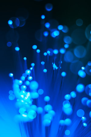 bunch of the blue optical fibresの写真素材