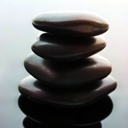 Spa stones stacked in perfect balanceの写真素材