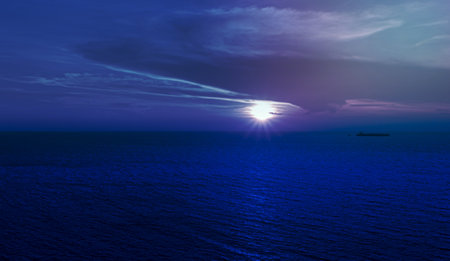 Beautiful sunset over the sea.sky on twilight time and reflection on the sea for travel in holiday relax timeの写真素材