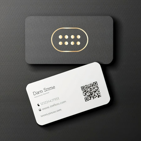 3d illustration. Blank white business cards design template on isolated black backgroundの素材