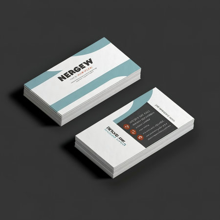 3d illustration. Blank white business cards design template on isolated black backgroundの素材