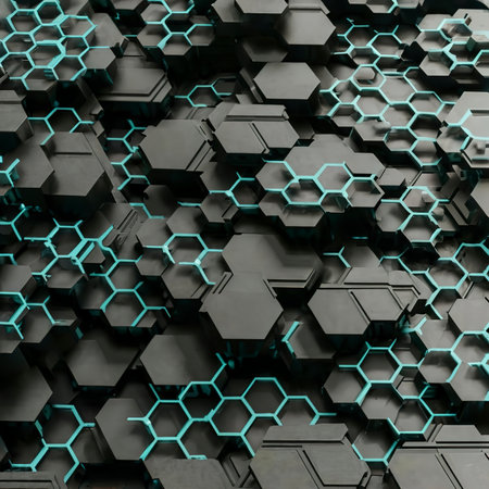Abstract technological hexagonal background. 3d renderingの素材