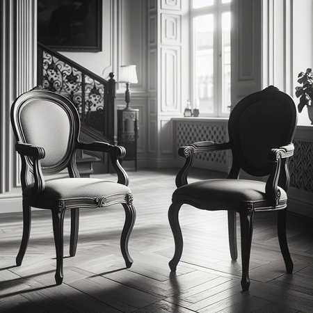 Two chairs facing each otherの素材